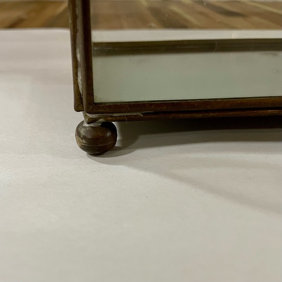 Vintage Etched Glass & Brass Frame Footed Jewelry Vanity Box Mirror 1970’s Swan - Picture 10 of 11